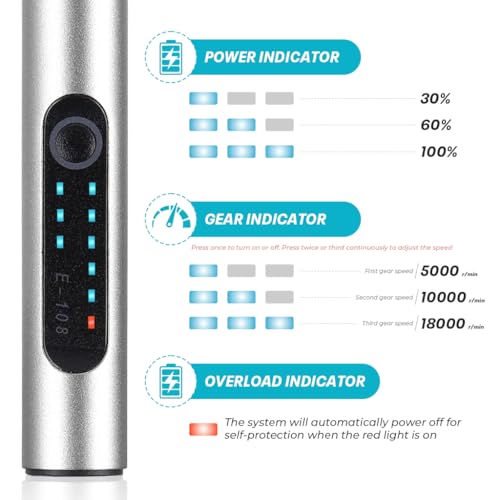 Image of Serplex Electric Engraving Pen with 37 Bits, 3 Gears Speed 5000-18000 RPM, USB Rechargeable Cordless Engraving Machine, Mini Rotary Tool DIY Rotary Engraver for Jewelry Wood Glass Stone Carving