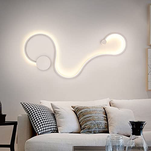Lampada Da Parete LED, Bianca. In Alluminio, Forma A Nastro, Design Moderno, Risparmio Energetico - Potenza 20W Dimensioni 84x34 Cm (Bianco Naturale)