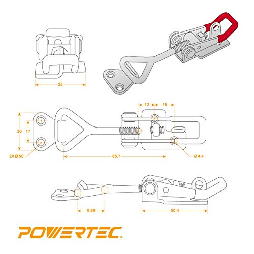 POWERTEC 20333 Grampo de trava de ação de tração 1,8 a 181 kg, capacidade de retenção de 4 unidades