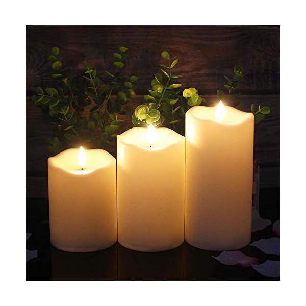 Flackernde, flammenlose Kerzen, realistische, wasserdichte LED-Kerzen mit Fernbedienung und Timer, Set mit 3… – Bild 3