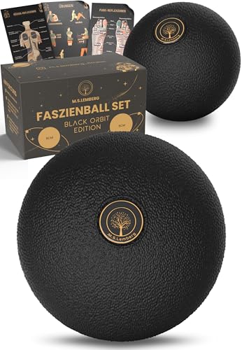 M.S.Lemberg® Faszienball 2er Set [6cm & 8cm]- Massageball für gezielte Selbstmassage der Faszien - Fuß, Rücken, Nacken, Schultern, Beine - Faszienkugel Massage Ball klein - Black Orbit Edition 1