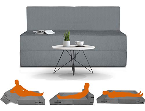 Image of Adorn India Easy Treno 2 Seater Sofa Cum Bed Sit & Sleep Perfect for Guest, Colour Grey, 4'x6' (1 Year Warranty)