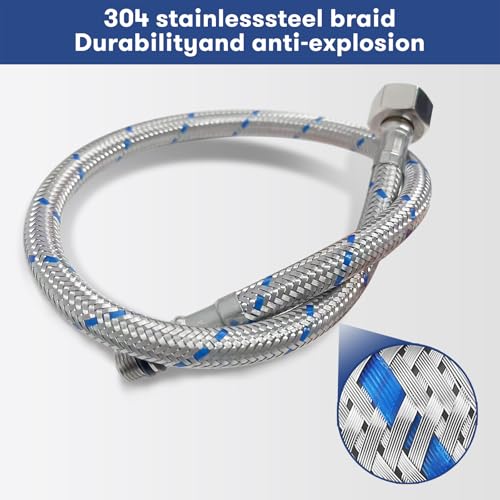 2 Stück Anschlussschlauch Armatur, BuntHaus Flexschlauch Wasserhahn Schlauch 50cm, G3/8 X M10 Edelstahl Geflochtener Flexibler Armaturenschlauch für Küche Mischbatterie