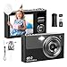 Digitalkamera 4K 64MP Fotokamera 16X Digitalzoom Kamera, Vlogging Fotoapparat Kompaktkamera mit 2,8" LED Bildschirm, 64G Micro Speicherkarte, 1 Akku für Kinder Teenager Studenten Anfänger-Schwarz