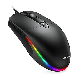 Jelly Comb USB Wired Mouse,RGB Optical Silent Computer Mouse,1600 DPI Office and Home Mice,for Windows PC, Laptop…