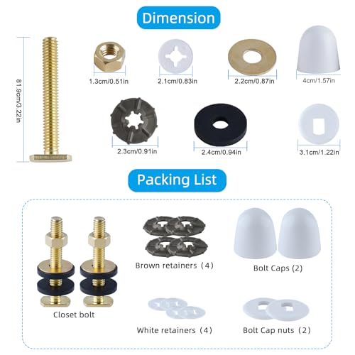 Hibbent Extra Thick Toilet Wax Ring, Toilet Bowl Wax Seal Kit with Closet Bolts, PE Flange and Extra Retainers, Thick Wax Ring Gasket for 3-inch/4-inch Waste line-Gas, Odor and Watertight Seal