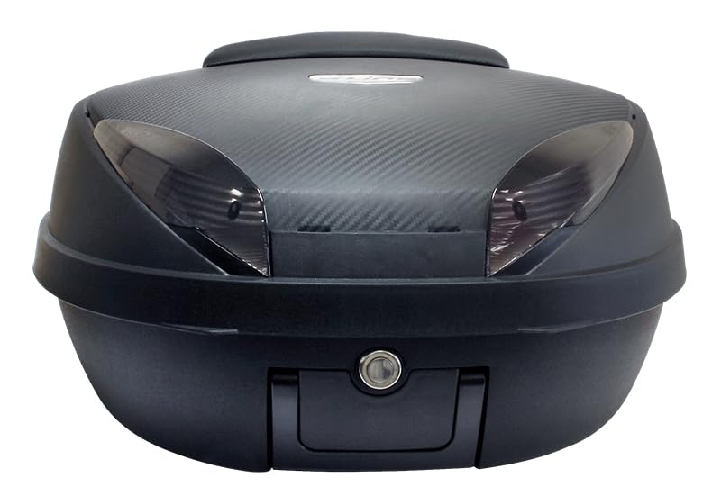 Generico BAULETTO S-line 52 litri NERO OPACO E CARBON 58X45X32,5CM CON PIASTRA FISSA E SCHIENALINO Universale