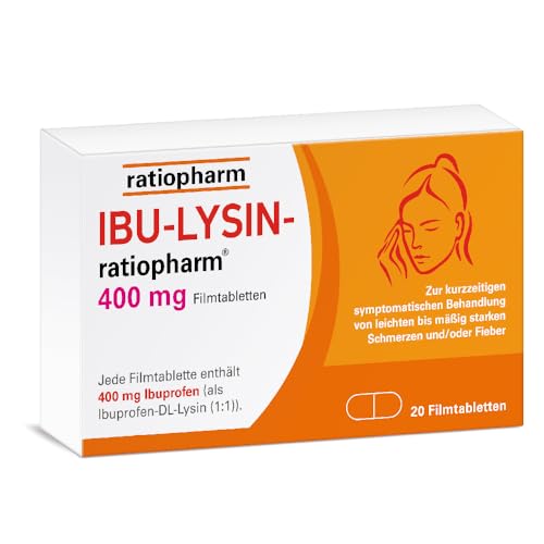 IBU-LYSIN-ratiopharm 400 mg Filmtabletten: Die schnelle Hilfe gegen Schmerzen. Schmerzmittel mit dem Wirkstoff Ibuprofen-Lysin 20 Stück