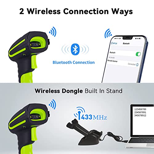 Alacrity Upgraded 2D Industrial Barcode Scanner With Wireless Charging Stand, 1968 Feet Transmission Distance 433Mhz Wireless & Bluetooth 2In1 Barcode Reader, Shock Dust Proof Hands Free thumb #5