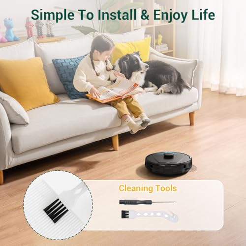 BUXEBUX 19Pack Replacement Parts Accessories for Eufy L60/L60 Hybrid/L60/L50 Series Robot Vacuums Kit, 1 Main Roller Brush, 4 Hepa Filters, 6 Side Brushes, 6 Dust Bags, 1 Screwdriver, 1 Clean Tool