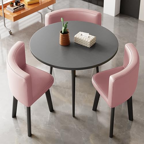 Juego de mesa y silla redonda compacta, ideal para espacios pequeños y reuniones de oficina, incluye una mesa y tres sillas