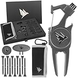 SWIFTEE Premium Golf Gift Set - The Signature 7-in-1 Multi-Tool for Golfers + Complete Accessory Pack (Tees, Ball Marker, Hat Clip, Pouch Towel) - Perfect Golf Gift (Matte Black)