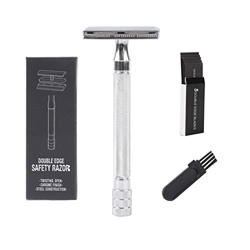 Safety Razor for Men & Women Double Edge Single Blade Metal Reusable Razor Shaving Kit, Classic Traditional Manual Razor for Perfect Shave