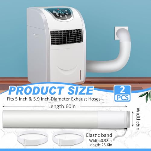 Image of Outus 2 Pcs Portable Ac Hose Insulation Sleeve 60in Portable Air Conditioners Insulated Cover Wrap Fit for 5 inch& 5.9 inch Diameter Exhaust Easy Installation with Adjustable Strap (White)