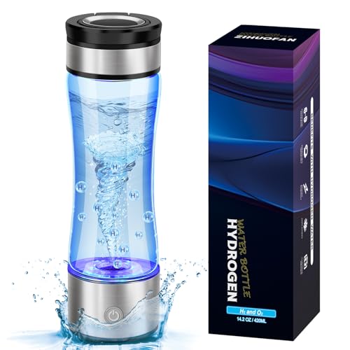 ZIHUOFAN Hydrogen Water Bottle, 1600PPB Portable Hydrogen Water Bottle Generator. Newly Upgraded Hydrogen-Oxygen Separation Technology Allows for Higher Hydrogen Concentration. Suitable for Daily Use
