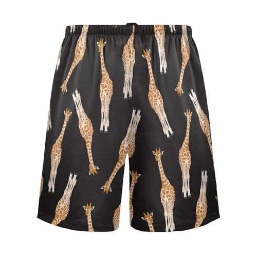 Men's Pajama Shorts Soft Comfy Casual Sleep Lounge Giraffe Pj Bottom with Drawstring & Pockets2