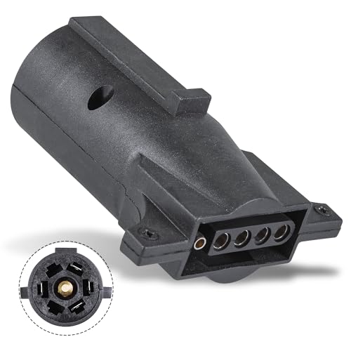 ONLINE LED STORE True Mods 7-Way Blade to 5-Way Flat Trailer Adapter [Nickel-Plated Copper Terminals] [Rugged Nylon Housing] [Compact Design] 7-pin to 5-pin Trailer Wiring Plug Adapter