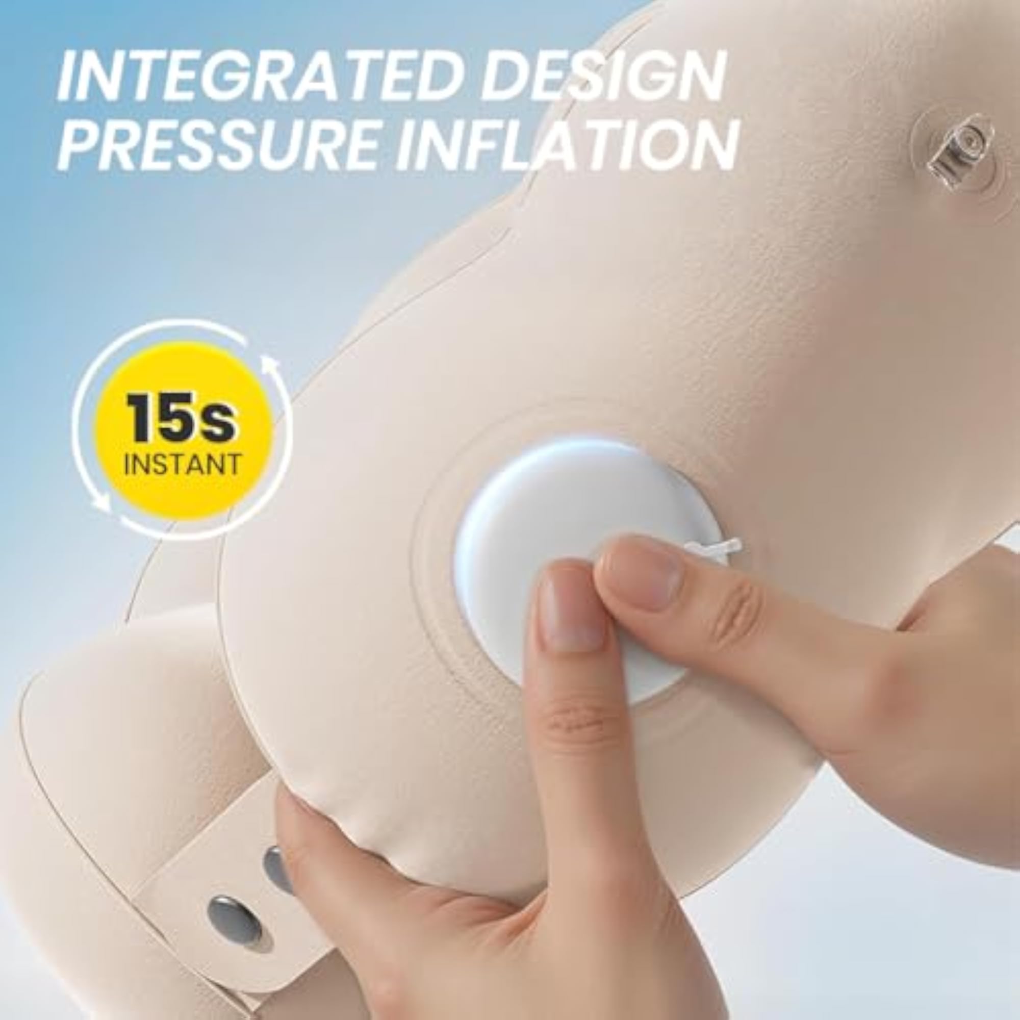 Inflatable Neck Pillow for Travel, Soft Velvet
