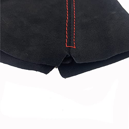 Spaorcco Universal Suede Leather Car Gear Shift Collars Auto Manual Stick Shifter Knob Boot Dust Cover Gaiter With Red Line (Red Line Suede Leather) #TOP6