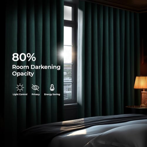 Image of HPD Half Price Drapes - Faux Linen Curtains for Living Room (1 Panel) - 100W X 120L - Extra Wide Textured Room Darkening Curtains for Bedroom 120 Inches Long - Drapes for Home Decor, Slate Teal