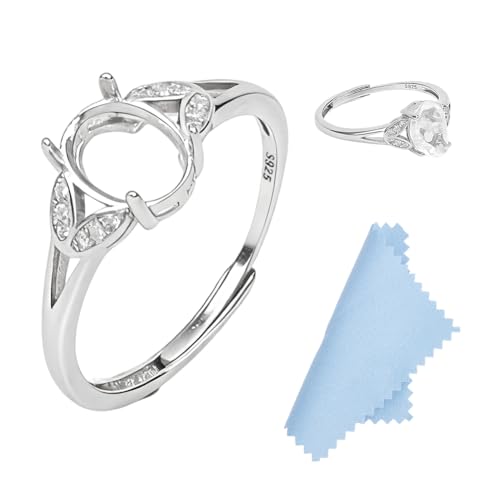 HOBBIESAY 1 bague à griffes en argent 925 de 17,3 mm avec cabochon à 4 griffes - Réglable - Pour la fabrication de bijoux et cabochons irréguliers