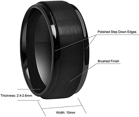 CROWNAL 6mm 8mm 10mm Black Tungsten Wedding Band Ring Engraved I Love You Men Women Step Down Edges Brushed Finish Size 4 To 17 - Image 4
