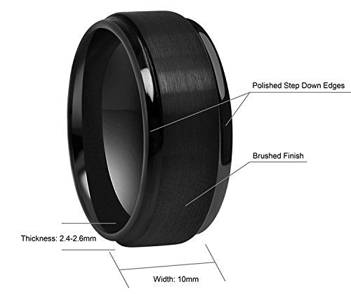 CROWNAL 6mm 8mm 10mm Black Tungsten Wedding Band Ring Engraved I Love You Men Women Step Down Edges Brushed Finish Size 4 To 174