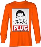 Pablo Escobar Plug - Funny Drug Lord Unisex Long Sleeve Shirt (Orange, Large)
