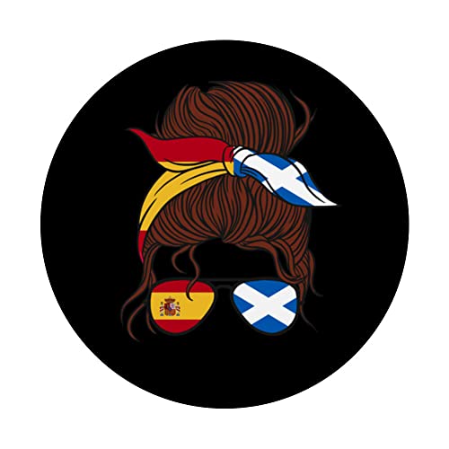 Spain and Scotland Mix Half Spanish half Scottish PopSockets Swappable PopGrip, Black - Image 3