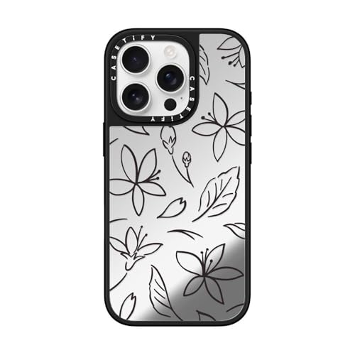 CASETiFY �~���[ MagSafe�Ή� iPhone 16 Pro �P�[�X [���ː� / 1.5m����̗����������N���A (MIL�K�i1�{����) / ���C�����X�[�d�����Magsafe�Ή�] - Monochrome Sakura - �V���o�[ (�u