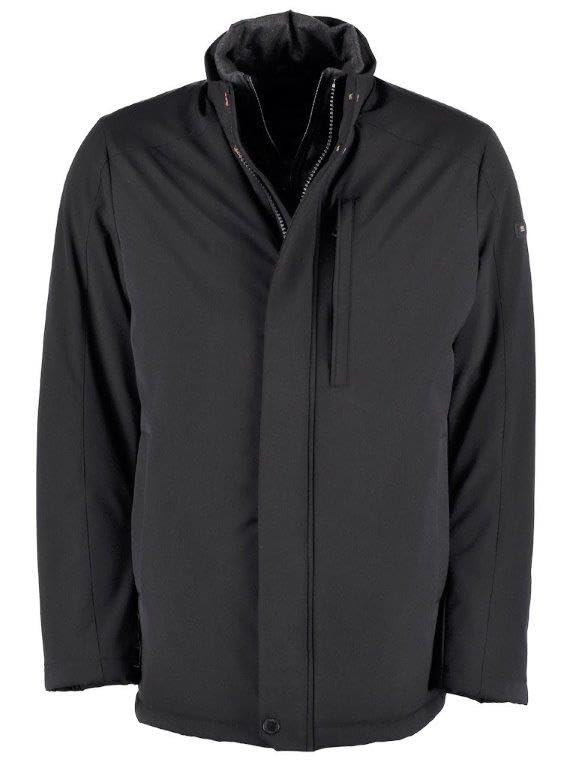 Image of Hue & Hide Urban Sophistication: Men's Sleek Black Jacket - A Modern Wardrobe Essential for Stylish Impact