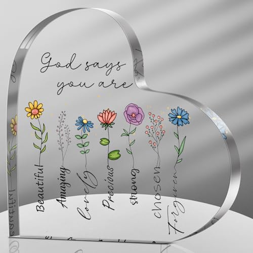Gerrii Christian Gifts for Women Inspirational Religious Gift Bible Verse Desk Decor Spiritual Acrylic Plaque Decorative Sign Mom Gifts for Mother\'s Day Birthday Sister Friends(Floral)