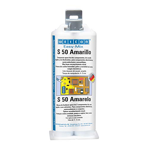WEICON Easy-Mix S 50 | 50 ml | Adhesivo epoxi de 2 Componentes para electrónica |Amarillo