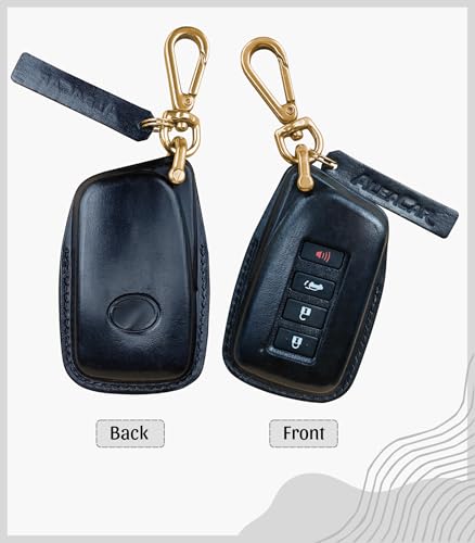 Genuine Leather Key Fob Cover & Key Chain for Lexus (2-4 Buttons, Keyless Go) - Protects Car Keys