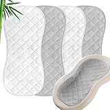 Moonsea Quilted Thicker Changing Pad Liner 4 Pack Waterproof, Fit for Changing Table Liners are Warm On a Baby's Back Non-Slip Design Reusable Pads Machine Washable, White and Grey