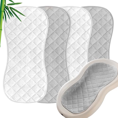 Moonsea Quilted Thicker Changing Pad Liner 4 Pack Waterproof, Fit for Changing Table Liners are Warm On a Baby's Back Non-Slip Design Reusable Pads Machine Washable, White and Grey