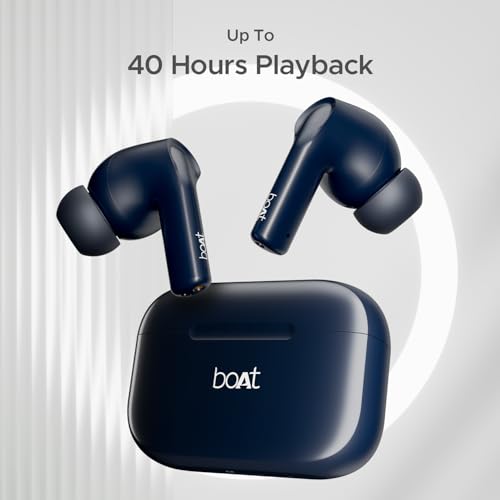 Image of Boat Airdopes 163 / Airdopes 161 Bluetooth in Ear Earbuds with 40 HRS Battery, Fast Charge, 13mm Drivers, IPX5, Quick Touch Response Control (Bold Blue)