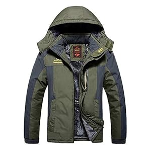 Treer Heren waterdichte berg sport jas, plus size winddicht capuchon ademend outdoor jassen fluwelen warme ski-jas met zakken winter sportkleding voor wandelen skiën trekking