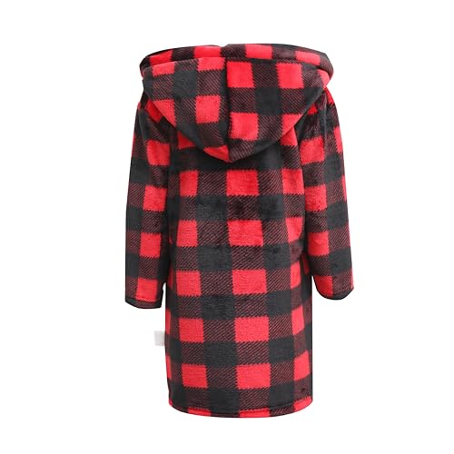 Image of Umeyda Girls Fleece Hooded Robes, Warm Printed Bath Robe for Kids Soft Fuzzy Bathrobe for Gifts