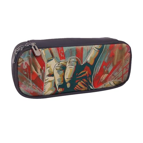 LRHCNZDCP Trousse à crayons imprimée Rock and Roll en cuir de grande capacité pour l'école, le bureau, l'université, adultes, garçons et filles, Noir ,...