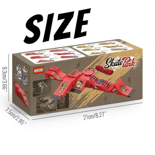 Fingerboard Skate Park Set Compatible with Tech Deck Skateboards, Includes 6 Ramps, 6 Fingerboards, and Obstacles, Ideal for Fingerboard Enthusiasts (Yellow)