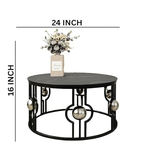 Image of Nesting Tables Made of Engineered Wood Coffee Table, Small Accent End Table, Round Sofa Side Table, Living Room, Bedroom (Golden White N)