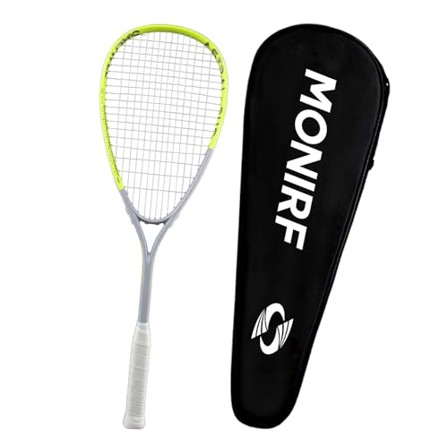 Monirf Composite Carbon Fiber Squash Racket Set High Strength Nylon Racket String 230g Lightweight Squash Racquet For Beginners And Professionals - Fluorescent Green