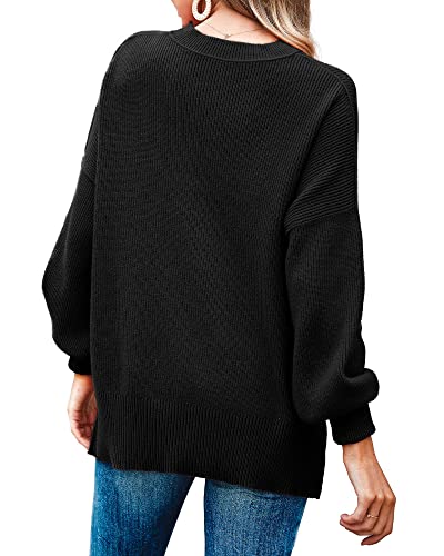 Image of Imily Bela Womens Oversized Tunic Sweaters Fall Slouchy Long Sleeve Ribbed Knit Side Slit Pullover Jumper