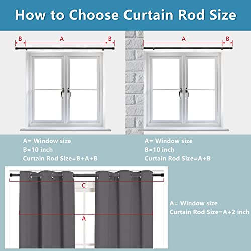 SOUMNS Curtain Rods for Windows 30 to 94 Inch, 1 Inch Black Curtain Rod Set, Stainless Steel Heavy Duty Drapery Rods with Brackets for Sliding Glass Door, Outdoor Patio, Living room, Bathroom - Thumbnail 7