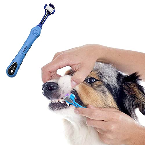 Image of Orgrimmar 2 Pcs 3-Sided Pet Toothbrush Dog Cat Mouth Dental Teeth Care | Pet Brush for Bad Breath Tartar Cleaning