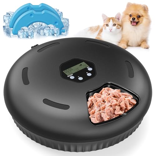 Zyncove Futterautomat Katze Nassfutter mit Kühlung: Nassfutterautomat für Katzen, Batteriebetriebener katzenfutter Automat - 6 Mahlzeiten für...