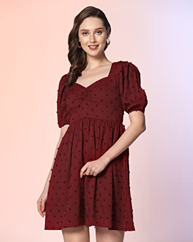 Lymio Dresses For Women || Western Dresses For Women || Dress For Women || Dresses (D-639-642) (M, Maroon)