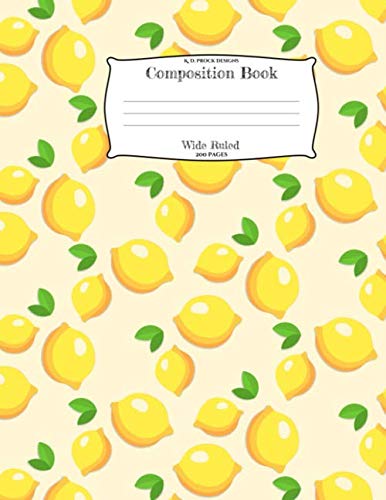 200 page 8.5 x 11 inch Lemon Squeeze Fashion Composition Book - Journal Wide Rule Stylish Notebook - K. D. Prock Designs