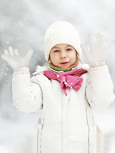 Geyoga 3 Paar Kinder Strickhandschuhe Winter Warme Vollfinger Handschuhe(Dunkelgrau, Schwarz, Weiß,4-7 Jahre,Solid Style)